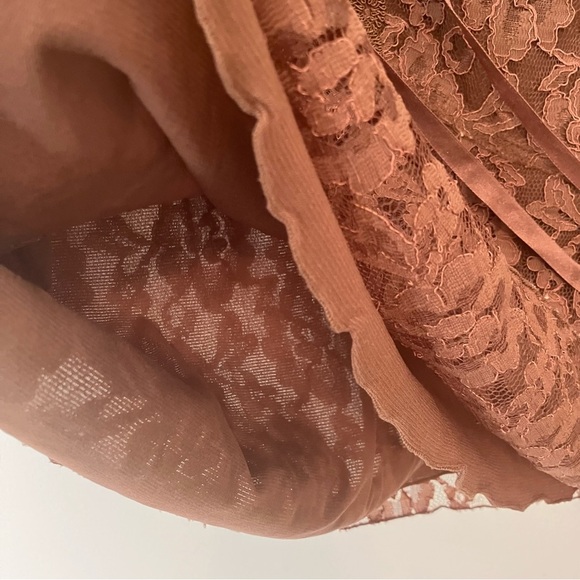 Seven 7 Y2K Women’s Sz. 18 Brown Lace Babydoll Blouse Sheer Longsleeve Corset - Picture 5 of 8